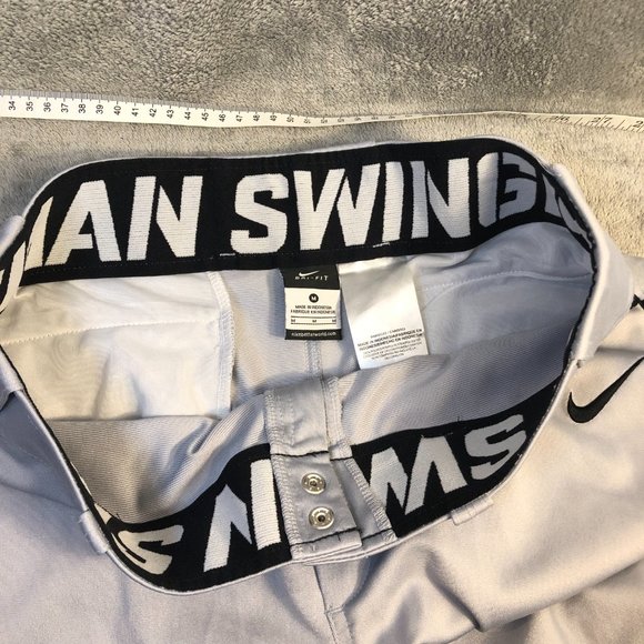 Nike Swingman Dri-Fit Men's Med. Solid White Straight Leg Baseball Pants Pockets - Picture 11 of 13
